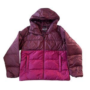 Marmot Guides Women's Down Hooded Jacket Acai berry/Red Mulberry Size Medium NWT